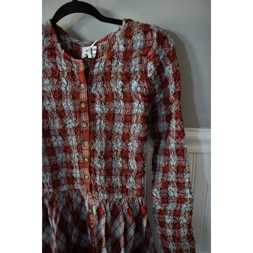Anthropologie Damson Madder Posey Smocked Long-Sleeve Cotton Midi Dress 4 - Picture 3 of 5